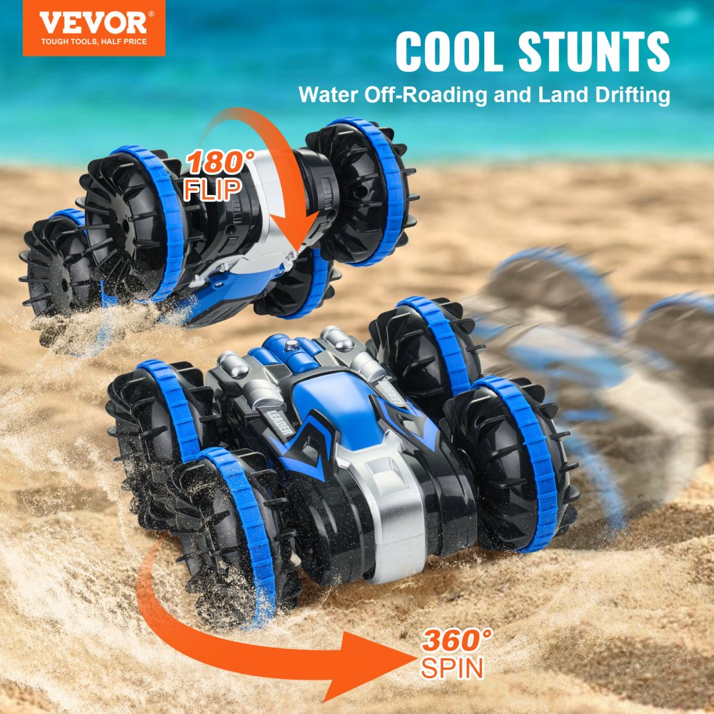 Amphibious Remote Control Car Boat 2.4 GHz 4WD RC Boat Kids Adults Blue