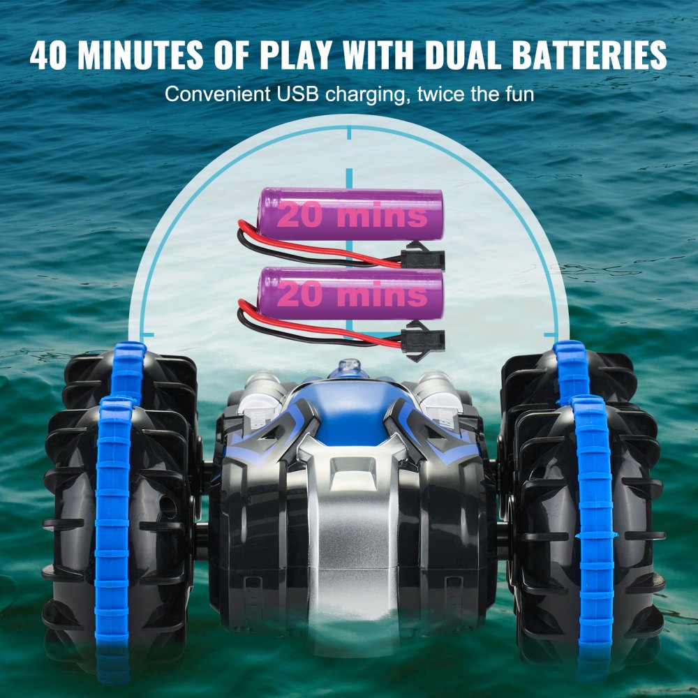 Amphibious Remote Control Car Boat 2.4 GHz 4WD RC Boat Kids Adults Blue