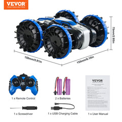 Amphibious Remote Control Car Boat 2.4 GHz 4WD RC Boat Kids Adults Blue