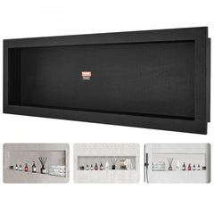 Black 16"x50" shower niche with a single shelf, tile-ready and waterproof design.