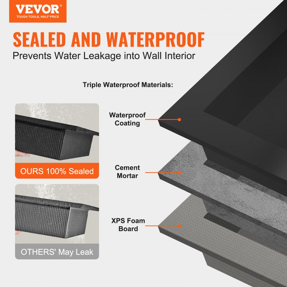 Black 16"x16" recessed shower niche with a single shelf, tile-ready design.