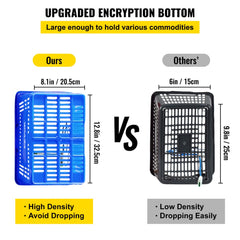 Shopping Basket, 16.9 x 11.8 x 8.7 in/42.8 x 30 x 22 cm(L x W x H), Plastic Handle and Iron Stand, Set of 12 Store Baskets with Durable PE Material Used for Supermarket, Retail, Bookstore, Blue