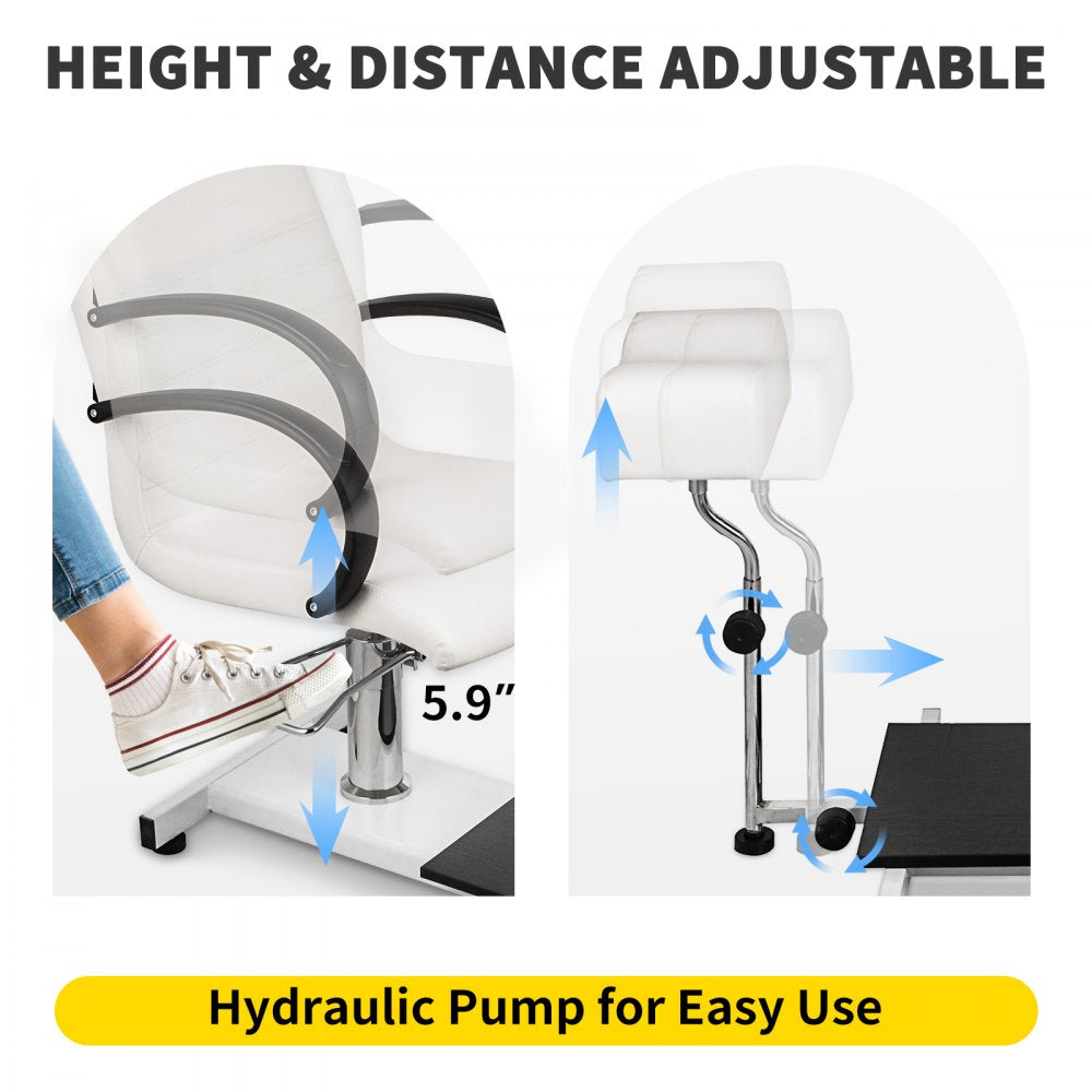 Hydraulic Lift Adjustable Spa Pedicure Unit with Easy-Clean Bubble Massage Footbath White