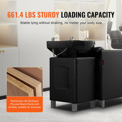 Shampoo Backwash Chair, 661.4LBS Loading Salon & Spa Hair Washing Station, Backwash Barber Shampoo Bowl and Chair, Beauty Spa Massage Hairdressing Equipment with Wide Footrest and Ceramic Bowl