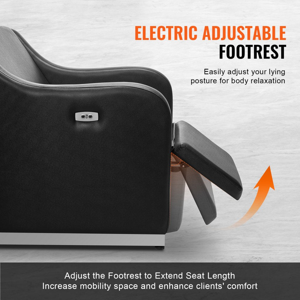 Shampoo Backwash Chair, 661.4LBS Loading Barbershop Hair Washing Station with Electric Adjustable Footrest & Ceramic Bowl, Backwash Salon Shampoo Chair, Beauty Spa Hairdressing Massage Equipment