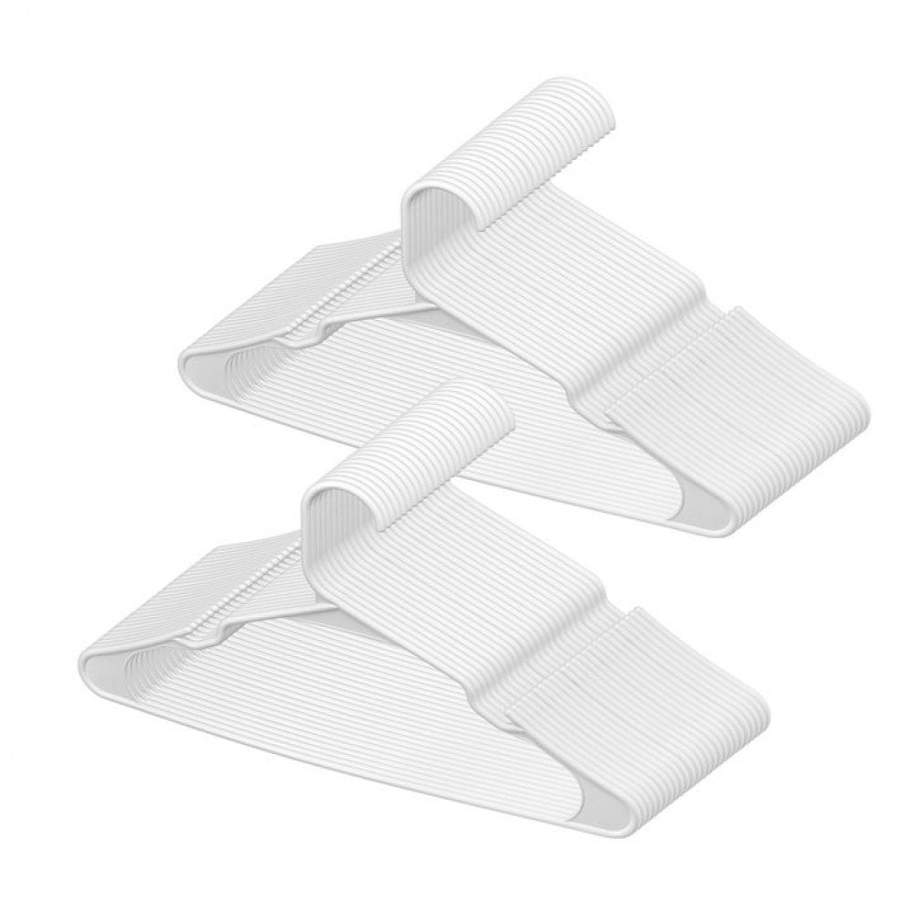 Hangers, 0.2 in Ultra-Thin, 50 Pack White Plastic Hangers with Stable Triangular Top Structure & Wider Notch Design, Non-Slip Space Saving Hangers, Fit for T-Shirt, Shirt, Sling & Pant