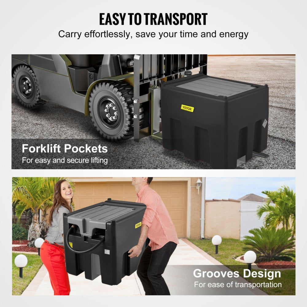 Portable Diesel Tank, 116 Gallon Capacity & 10 GPM Flow Rate, Diesel Fuel Tank with 12V Electric Transfer Pump and 13.1ft Rubber Hose, PE Diesel Transfer Tank for Easy Fuel Transportation, Black