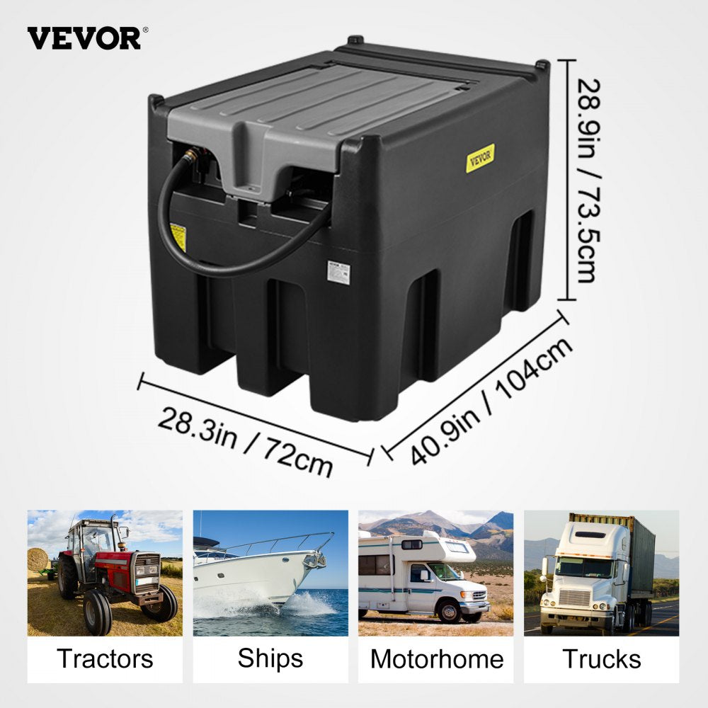 Portable Diesel Tank, 116 Gallon Capacity & 10 GPM Flow Rate, Diesel Fuel Tank with 12V Electric Transfer Pump and 13.1ft Rubber Hose, PE Diesel Transfer Tank for Easy Fuel Transportation, Black