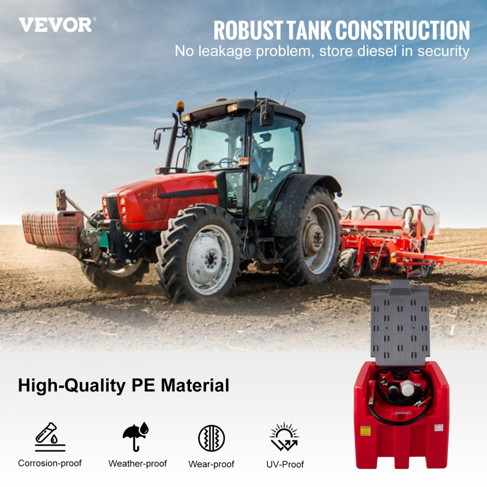Portable Diesel Tank, 58 Gallon Capacity & 10 GPM Flow Rate, Diesel Fuel Tank with 12V Electric Transfer Pump and 13.1ft Rubber Hose, PE Diesel Transfer Tank for Easy Fuel Transportation, Red