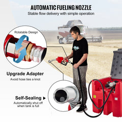 Portable Diesel Tank, 116 Gallon Capacity & 10 GPM Flow Rate, Diesel Fuel Tank with 12V Electric Transfer Pump and 13.1ft Rubber Hose, PE Diesel Transfer Tank for Easy Fuel Transportation, Red