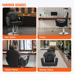 Salon Chair, Hydraulic Recliner Barber Chair for Hair Stylist, 360 Degrees Swivel 90°-130° Reclining Salon Chair for Beauty Spa Shampoo, Max Load Weight 330 lbs, Black