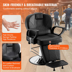 Salon Chair, Hydraulic Recliner Barber Chair for Hair Stylist, 360 Degrees Swivel 90°-130° Reclining Salon Chair for Beauty Spa Shampoo, Max Load Weight 330 lbs, Black