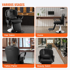 Salon Chair, Hydraulic Recliner Barber Chair for Hair Stylist, 360 Degrees Swivel 90°-130° Reclining Salon Chair for Beauty Spa Shampoo, Max Load Weight 330 lbs, Black