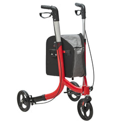 3 Wheels Rollator Walker for Seniors, Lightweight Aluminum Foldable Rolling Walker with Adjustable Handle, Outdoor Trio Mobility Walker with Large Wheels & Spacious Storage Bag, 260LBS Capacity