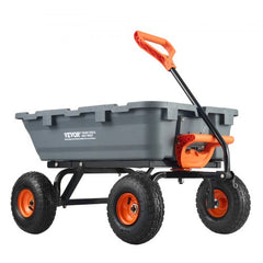 Dump Cart, Poly Garden Dump Cart with Easy to Assemble Steel Frame, Dump Wagon with 2-in-1 Convertible Handle, Utility Wheelbarrow 800 lbs Capacity, 10 inch Tires