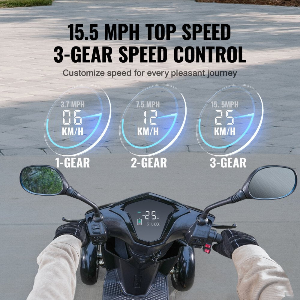 Heavy Duty 4-Wheel Mobility Scooters for Seniors & Adults 450lbs Capacity - 40 Miles 3-Speed Long Range, 500W All Terrain Electric Recreational Scooter Wheelchair with 20° Max Climbing Capacity