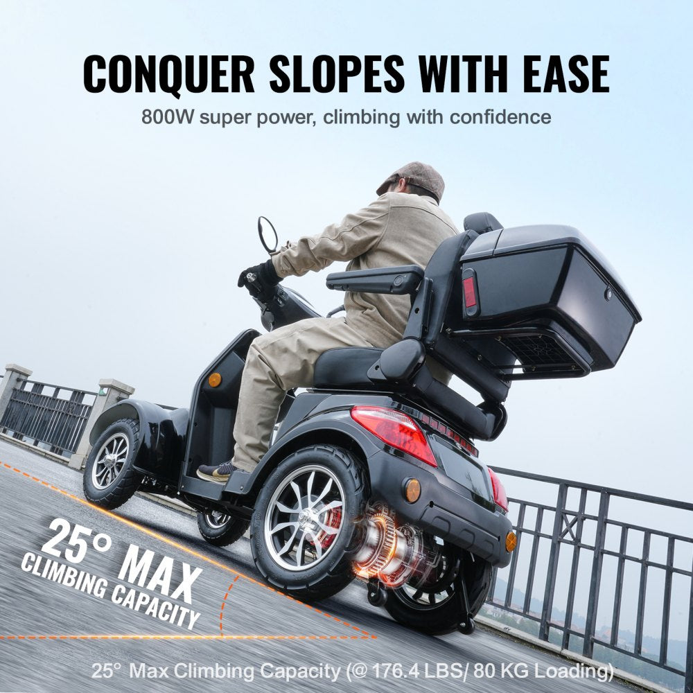 Heavy Duty 4-Wheel Mobility Scooters for Seniors & Adults 500lbs Capacity - 31 Miles 3-Speed Long Range, 800W All Terrain Electric Recreational Scooter Wheelchair with 25° Max Climbing Capacity