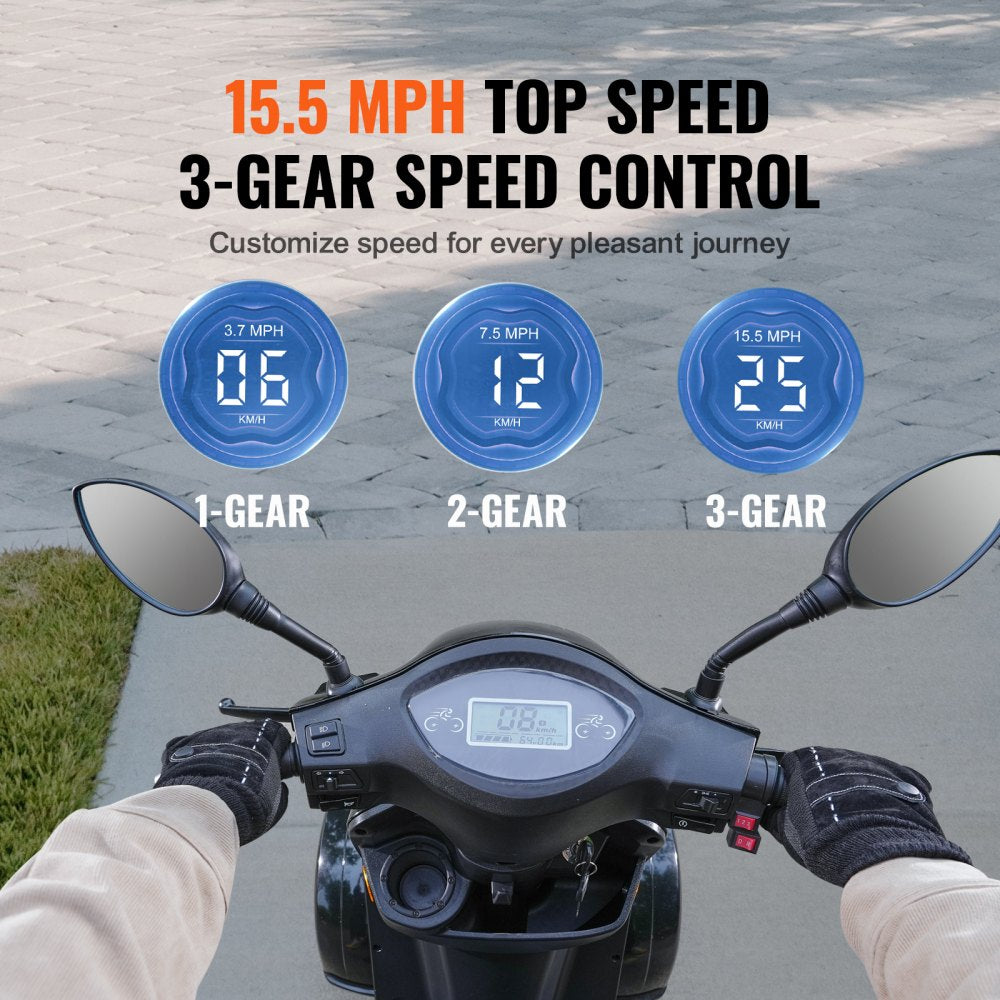 Heavy Duty 4-Wheel Mobility Scooters for Seniors & Adults 500lbs Capacity - 31 Miles 3-Speed Long Range, 800W All Terrain Electric Recreational Scooter Wheelchair with 25° Max Climbing Capacity