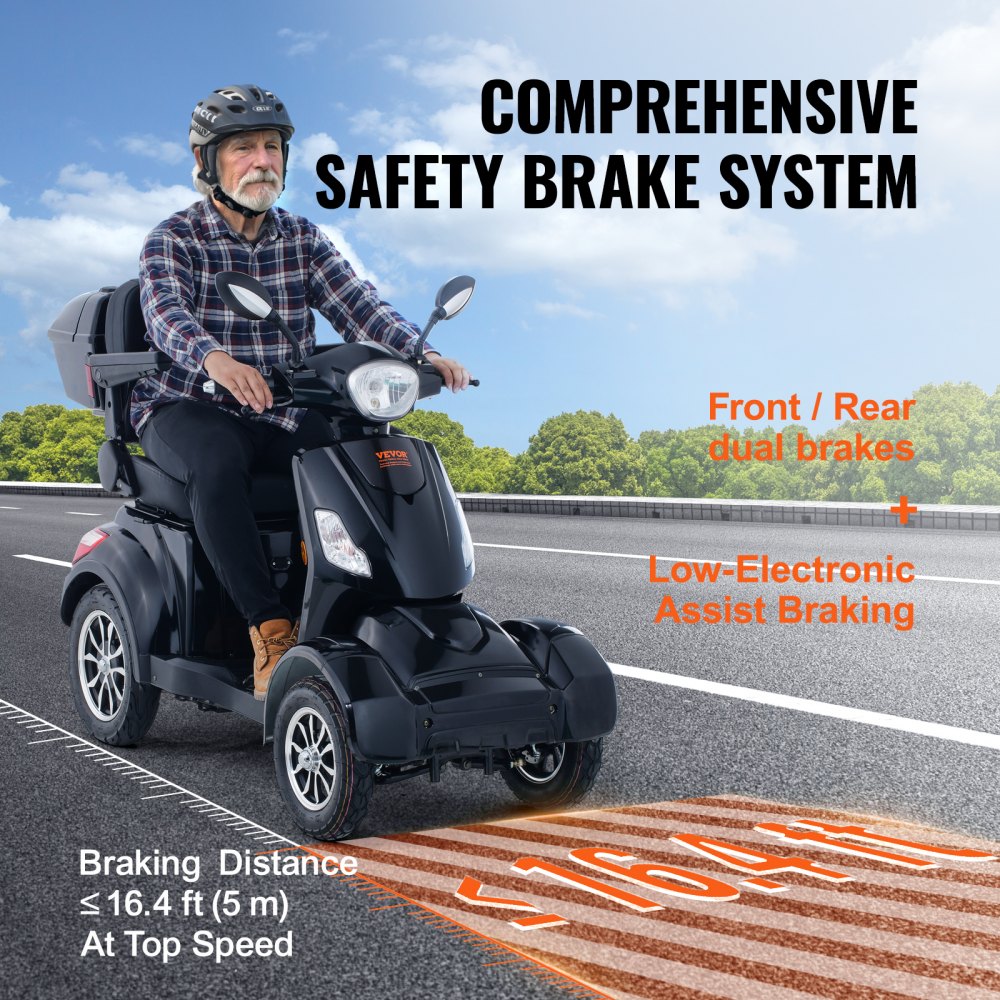 Heavy Duty 4-Wheel Mobility Scooters for Seniors & Adults 500lbs Capacity - 31 Miles 3-Speed Long Range, 800W All Terrain Electric Recreational Scooter Wheelchair with 25° Max Climbing Capacity
