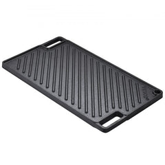 Reversible Grill/Griddle, 9.7"x16.7" Pre-Seasoned Cast Iron Griddle, Rectangular Double Burner Griddle Pan, Non-Stick Family Pan Cookware with Handles, Flat Top Plate for BBQ, Gas Grill, Black