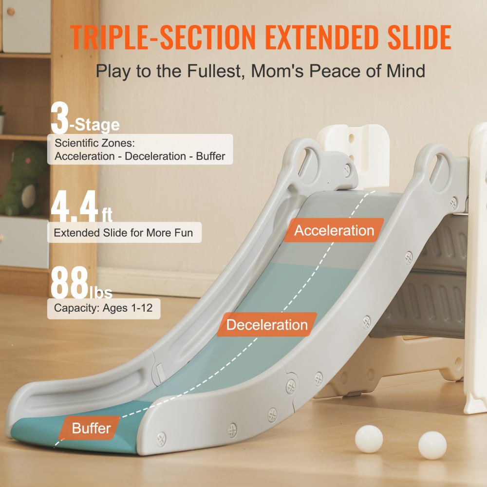 Toddler Slide, Kid Slide for Toddlers Age 1-12 with Climbable Ladders & Bus Playhouse, Indoor Outdoor Slide Playset for Kids Within 110lbs, Toddler Playground w/ Raised Handrail, Anti-Slip Strip