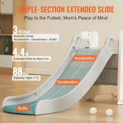 Toddler Slide, Kid Slide for Toddlers Age 1-12 with Climbable Ladders & Bus Playhouse, Indoor Outdoor Slide Playset for Kids Within 110lbs, Toddler Playground w/ Raised Handrail, Anti-Slip Strip