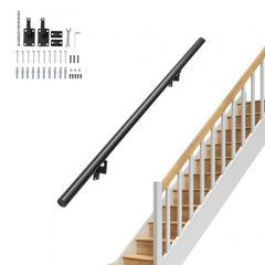 Aluminum alloy wall mount handrail with a sleek design and ergonomic grip for stair support.