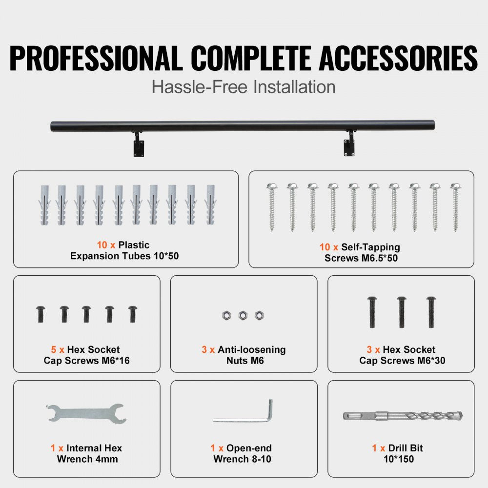 Aluminum alloy 4ft wall mount handrail with a non-slip design for secure stair support.