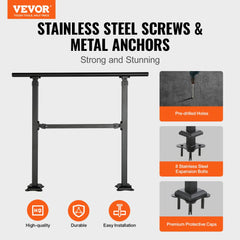 3 ft adjustable carbon steel outdoor stair handrail, 0-50 degrees.