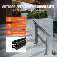 3 ft adjustable carbon steel outdoor stair handrail for 0-50 degree angles.