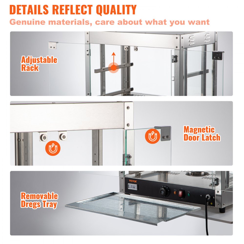 2-Tier Commercial Food Warmer Countertop Pizza Cabinet with Water Tray