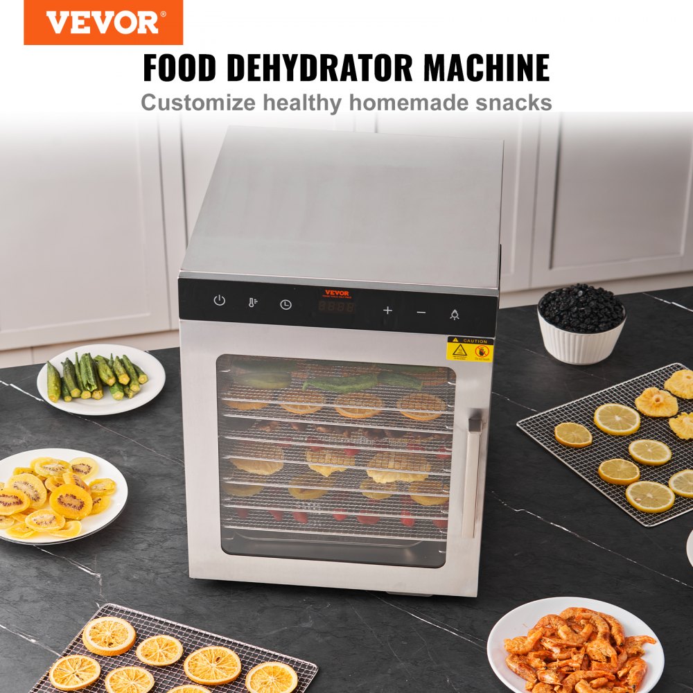 Electric Food Dehydrator Machine, 800W Electric Food Dryer, 10 Stainless Steel Trays, with Digital Adjustable Timer & Temperature for Jerky, Herb, Meat, Beef, Fruit, Dog Treats and Vegetables