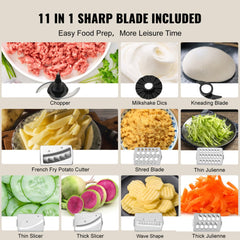 Food Processor, 9-Cup Vegetable Chopper for Chopping, Slicing, Shredding, Puree, and Kneading, 600 Watts Stainless Steel Blade Professional Electric Food Chopper, Easy Assembly & Clean, Black
