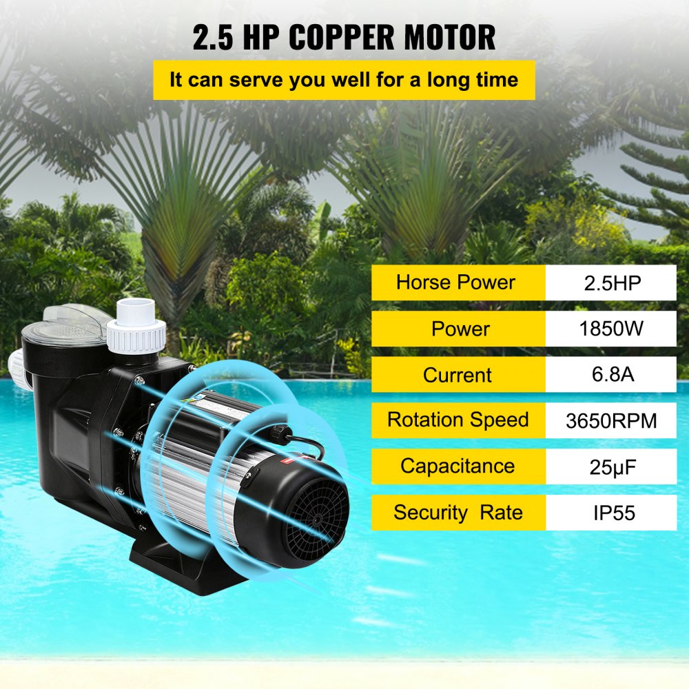 2.5HP Swimming Pool Pump Motor Hayward Lift 62ft In/Above Ground Pool Pump