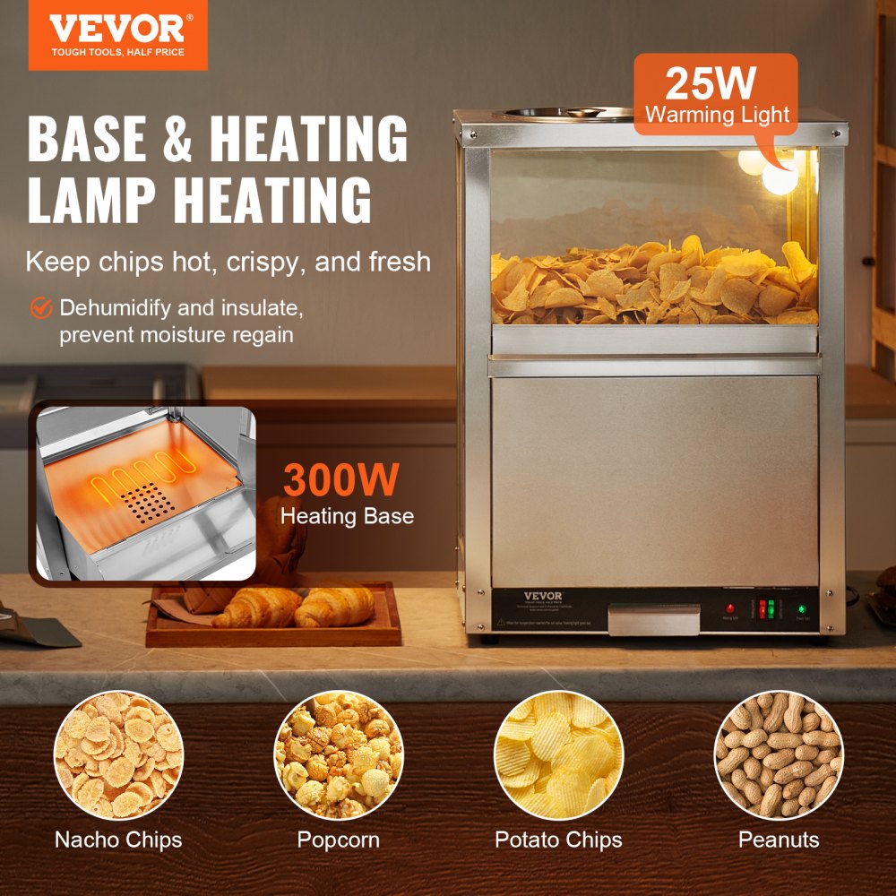 Nacho Chip Warmer 84.5QT/80L for Nacho Chips Popcorn Peanut Potato Chips