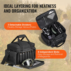 Range Bag for 4 Pistols Tactical Gun Range Bag Single Shoulder Strip Black