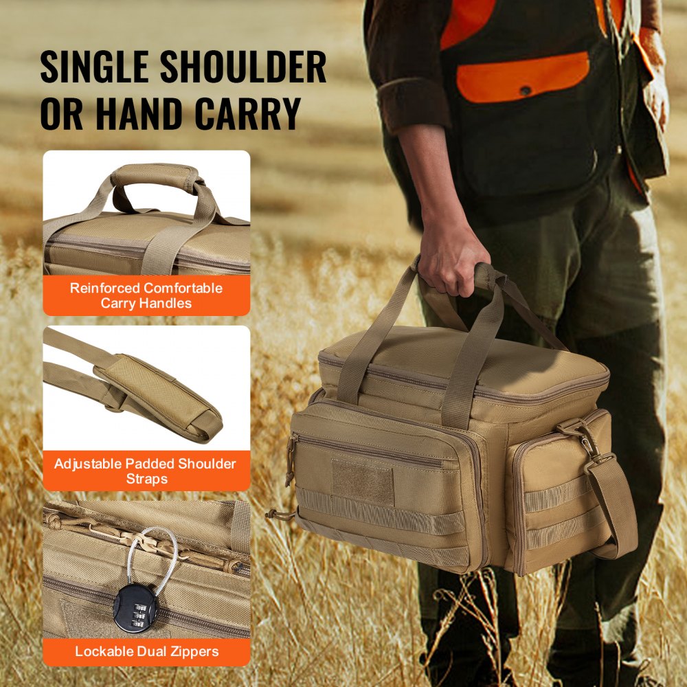 Range Bag for 4 Pistols Tactical Gun Range Bag Single Shoulder Strip Brown
