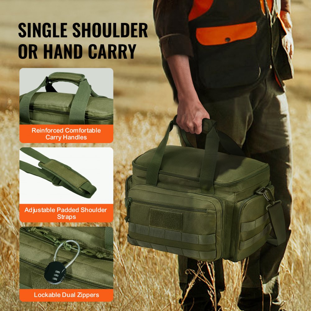 Range Bag for 4 Pistols Tactical Gun Range Bag Single Shoulder Strip Green