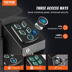 Mounted Gun Safe for Pistols, Biometric Gun Safe with Three Quick Access Ways of Fingerprints, Passwords and Keys, Handgun Safe for 1 Pistol for Home, Bedside, Nightstand, Wall