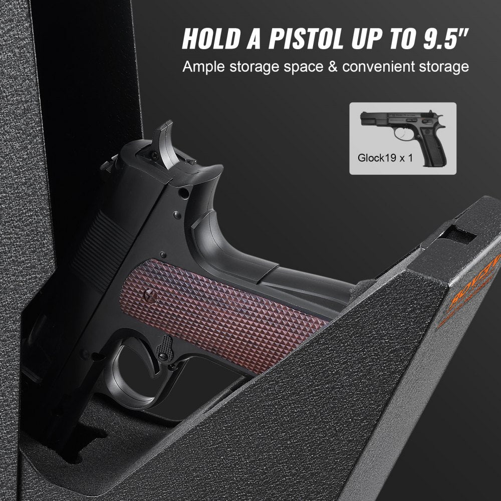 Mounted Gun Safe for Pistols, Biometric Gun Safe with Three Quick Access Ways of Fingerprints, Passwords and Keys, Handgun Safe for 1 Pistol for Home, Bedside, Nightstand, Wall