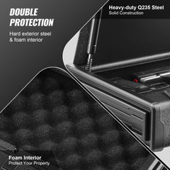 Gun Safe for Pistols, Biometric Gun Safe with Three Quick Access Ways of Fingerprints, Passwords and Keys, Handgun Safe for 2 Pistols for Home, Bedside, Nightstand, Car