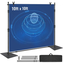 10ft x 10ft Pipe and Drape Kit, Heavy Duty Backdrop Stand with Carbon Steel Base, Adjustable Backdrop Support with 2 Clamps and A Carry Bag for Wedding, Party, Event, Photography, and Exhibition