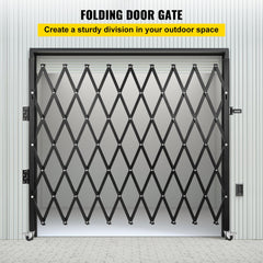 Single Folding Security Gate, 7.1`H x 7.9` W （85 x 95 inch）Folding Door Gate, Steel Accordion Security Gate, Flexible Expanding Security Gate, 360° Rolling Barricade Gate, Scissor Gate/Door with Padlock