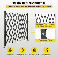 Single Folding Security Gate, 7.1` H x 7.1` W （85 x 85 inch）Folding Door Gate, Steel Accordion Security Gate, Flexible Expanding Security Gate, 360° Rolling Barricade Gate, Scissor Gate/Door with Padlock