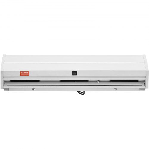 White 36-inch unheated indoor air curtain with 900 CFM, 2 speeds, and 110V plug.