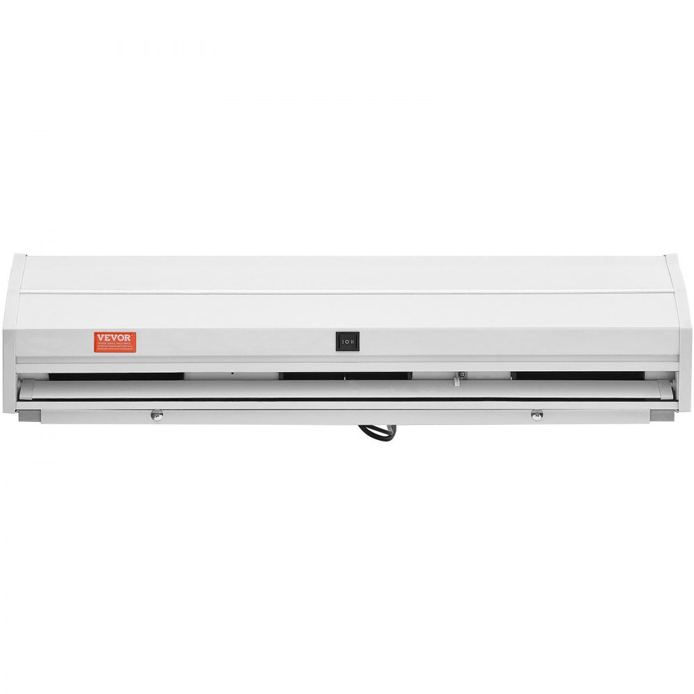 White 36-inch unheated indoor air curtain with 900 CFM, 2 speeds, and 110V plug.