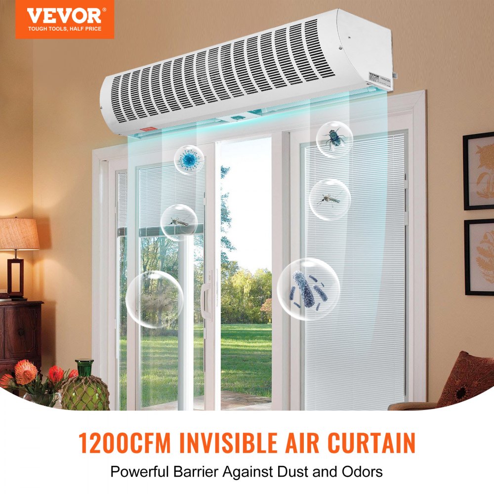 Bostome 36" commercial air curtain with wall mount, two-speed settings, and durable metal design.