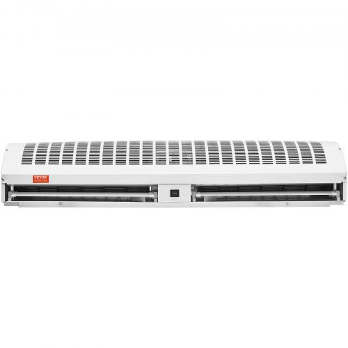 A white 48-inch unheated indoor air curtain with a Vevor logo and a control switch.