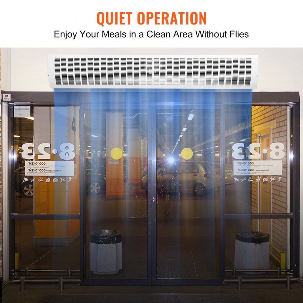 Bostome 60" air curtain with wall mount, two-speed settings, and metal body for durability.