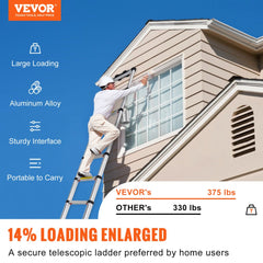 Telescoping Ladder Aluminum Extension Step 10.5 ft Multi-purpose Portable